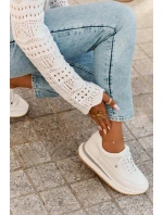 Skórzane Sneakersy Damskie Na Platformie Big Star RR274A333 Białe