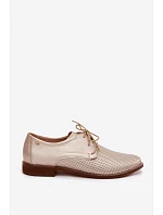 Kožené dámské elegantní šněrovací polobotky Zazoo 4238 Zlaté