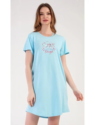 Dámska nočná košeľa s krátkym rukávom Eliska mint - Vienetta Dámska nočná košeľa s krátkym rukávom Eliska mint - Vienetta