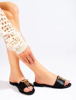 Originálne dámske nazúvaky čierne bez podpätku