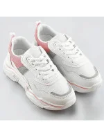 Bielo-ružové dámske sneakersy s brokátovými vsadkami (LU-2)