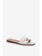 Klapki Damskie Na Płaskim Obcasie Z Kokardą Białe Sallariela