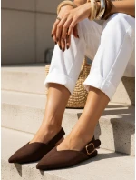 Dámske semišové baleríny s otvoreným podpätkom slingback hnedé FashionStreet ZY1354 Dámske semišové baleríny s otvoreným podpätkom slingback hnedé FashionStreet ZY1354
