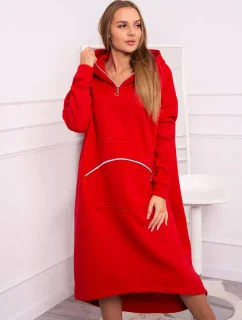 Zateplené šaty s kapucňou červené