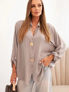 Dámska košeľa z viskózy s ozdobnými gombíkmi a fango golierom