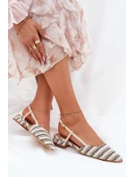 Baleriny Damskie Ze Szpiczastymi Noskami Na Delikatnym Obcasie Beżowe Abroes