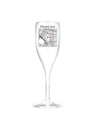 Personalizovaná nerozbitná pohár na prosecco s mapou Personalizovaná nerozbitná pohár na prosecco s mapou