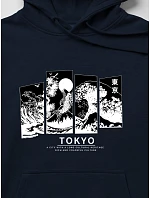 Pánska mikina s kapucňou a potlačou TOKYO, tmavomodrá, FashionStreet NX5146BX