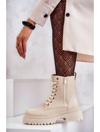 Dámske zateplené kožené čižmy Dorchen light beige Dámske zateplené kožené čižmy Dorchen light beige