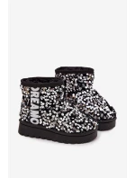 Dziecięce Śniegowce Botki Ocieplane Z Cekinami Czarno-Srebrne Rebbica