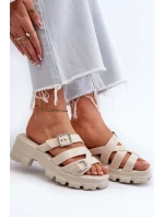 Dámske papuče na nízkom podpätku ZAXY light beige