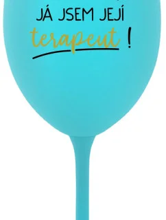 DOBRÝ DEŇ, JEM TERAPEUTE! - tyrkysový pohár na víno 350 ml