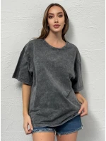 Dámske bavlnené tričko oversize DREY graphite FashionStreet RY2639 Dámske bavlnené tričko oversize DREY graphite FashionStreet RY2639