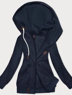 Tmavomodrá mikina s kapucňou so vzorom malých srdiečok (2316)