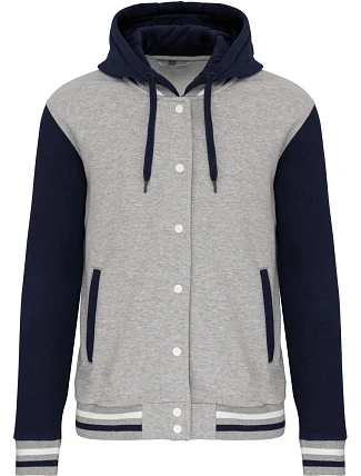 Kariban K 4003 Unisexová bunda s kapucňou „Teddy“ 20.4003 oxford grey/navy/white Kariban K 4003 Unisexová bunda s kapucňou „Teddy“ 20.4003 oxford grey/navy/white