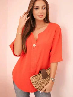 Dámska mušelínová košeľa s gombíkom červená