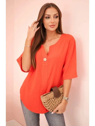 Dámska mušelínová košeľa s gombíkom červená