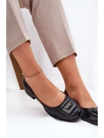 Skórzane Baleriny Z Ozdobą D&A MK51-059 Czarne