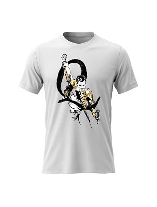 Dámske bavlnené tričko s potlačou - FREDDIE MERCURY - biele