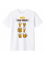Pánske bavlnené tričko s potlačou - MY SIX PACK - biele Pánske bavlnené tričko s potlačou - MY SIX PACK - biele