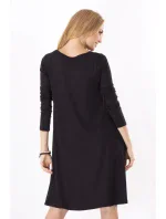 Dámske šaty voľný strih 3/4 rukáv vhodné aj pre tehotné stredne dlhé grafitové - Čierna - Beyo Dámske šaty voľný strih 3/4 rukáv vhodné aj pre tehotné stredne dlhé grafitové - Čierna - Beyo