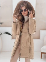 Dámska zimná bunda s kapucňou FashionStreet camel TY5082
