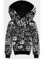 Čierna pánska "klokanie" mikina s potlačou (8B1150-1)