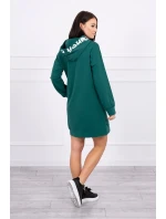 Oversize šaty s kapucňou tmavo zelené