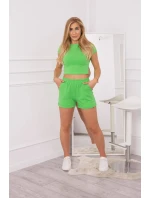 Bavlnená súprava s kraťasmi svetlo zelená