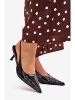 Lakierowane Czółenka Na Szpilce Z Odkrytą Piętą Czarne Talira