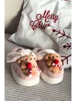 Vánoční kožené domácí pantofle dámské sobi béžové Ilianne Vánoční kožené domácí pantofle dámské sobi béžové Ilianne