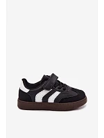 Detské tenisky na suchý zips z imitácie kože Black Ronja