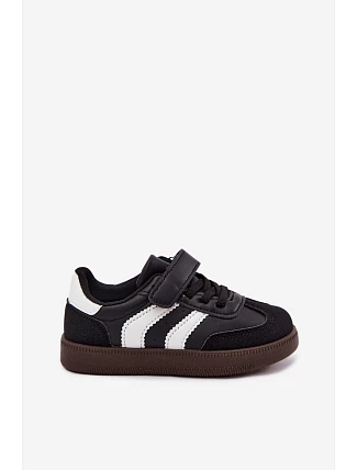 Detské tenisky na suchý zips z imitácie kože Black Ronja