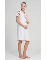 Dámska tehotenská nočná košeľa Love Light Grey Printed - Vienetta Dámska tehotenská nočná košeľa Love Light Grey Printed - Vienetta