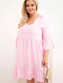 Dámske šaty z viskózy v nadmernej veľkosti s lemovaním Azura Candy Pink