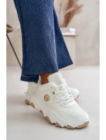 Damskie Buty Sportowe Sznurowane Ocieplane Na Platformie Białe Verioras