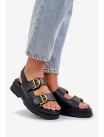 Eko Skórzane Sandały Z Klamrami Czarne Vulinea