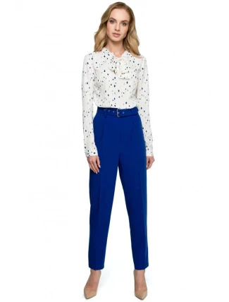 Klasické nohavice s opaskom S124 modré - Stylove Klasické nohavice s opaskom S124 modré - Stylove