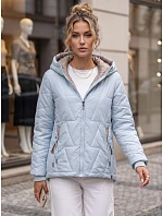 Dámska prešívaná prechodová bunda s kapucňou, svetlo modrá, FashionStreet TY5784 Dámska prešívaná prechodová bunda s kapucňou, svetlo modrá, FashionStreet TY5784