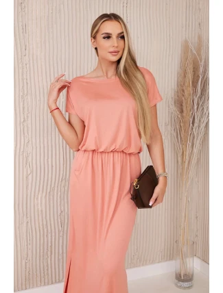 Viskózové šaty s vreckami tmavo marhuľová