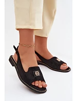 Dámské sandály na nízkém podpatku s ozdobným detailem S.Barski KV61-6015 Černé