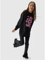 Dívčí tepláková mikina bez zapínání a s kapucí 4F - černá Dívčí tepláková mikina bez zapínání a s kapucí 4F - černá