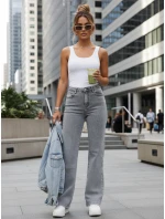 Dámske džínsy s vysokým pásom šedé FashionStreet UY2898