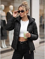 Dámska prešívaná bunda s kapucňou, čierna, FashionStreet TY5857 Dámska prešívaná bunda s kapucňou, čierna, FashionStreet TY5857