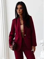 Elegantný dámsky kostým – sako a nohavice v bordovej farbe, FashionStreet AY1246 Elegantný dámsky kostým – sako a nohavice v bordovej farbe, FashionStreet AY1246