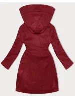 Tmavo červená jednoduchá dámska bunda s kapucňou LHD (LHD-24590)