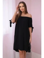 Šaty viazané na rukávy čierne