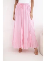 Dámska maxi bavlnená sukňa s elastickým pásom candy pink