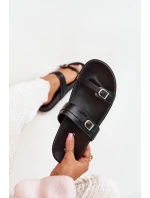 Klapki Damskie Z Klamrami Czarne Brinella