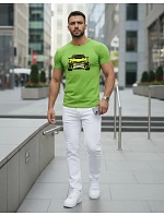 Pánske tričko s potlačou auta limetkovo zelené FashionStreet NX5015R Pánske tričko s potlačou auta limetkovo zelené FashionStreet NX5015R